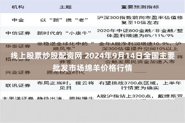 线上股票炒股配资网 2024年9月14日全国主要批发市场绵羊价格行情