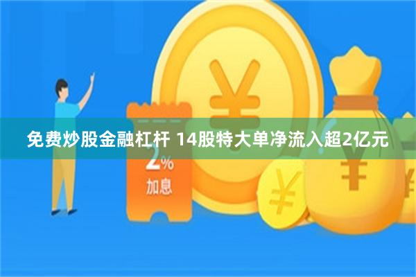 免费炒股金融杠杆 14股特大单净流入超2亿元