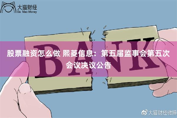 股票融资怎么做 熙菱信息：第五届监事会第五次会议决议公告