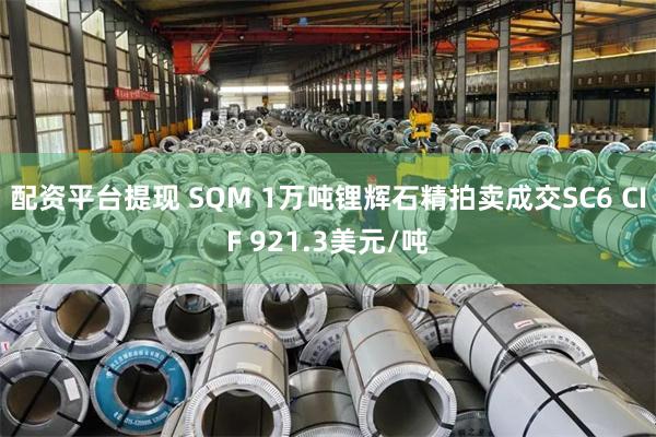 配资平台提现 SQM 1万吨锂辉石精拍卖成交SC6 CIF 921.3美元/吨