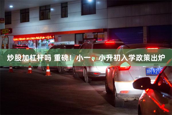 炒股加杠杆吗 重磅！小一、小升初入学政策出炉