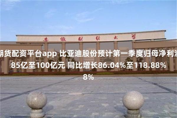 期货配资平台app 比亚迪股份预计第一季度归母净利润85亿至100亿元 同比增长86.04%至118.88%